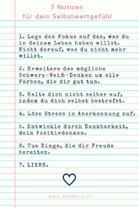 7 Notizen für dein Selbstwertgefühl